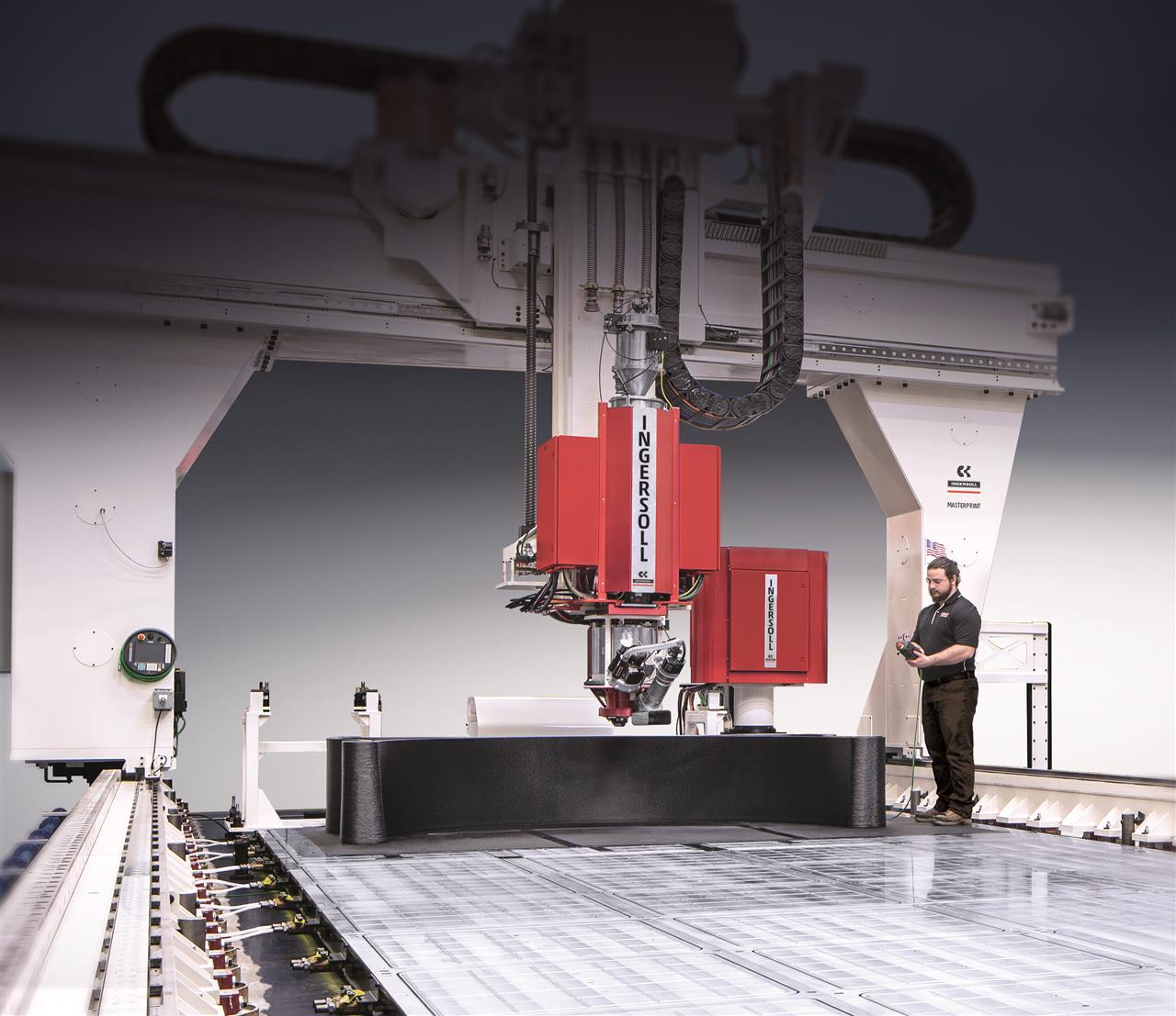 3-D printing and manufacturing of CFC composite materials: Ingersoll’s MasterPrint and Mongoose machines can carry out AFD (automated fibre placement) processes in record-breaking dimensions